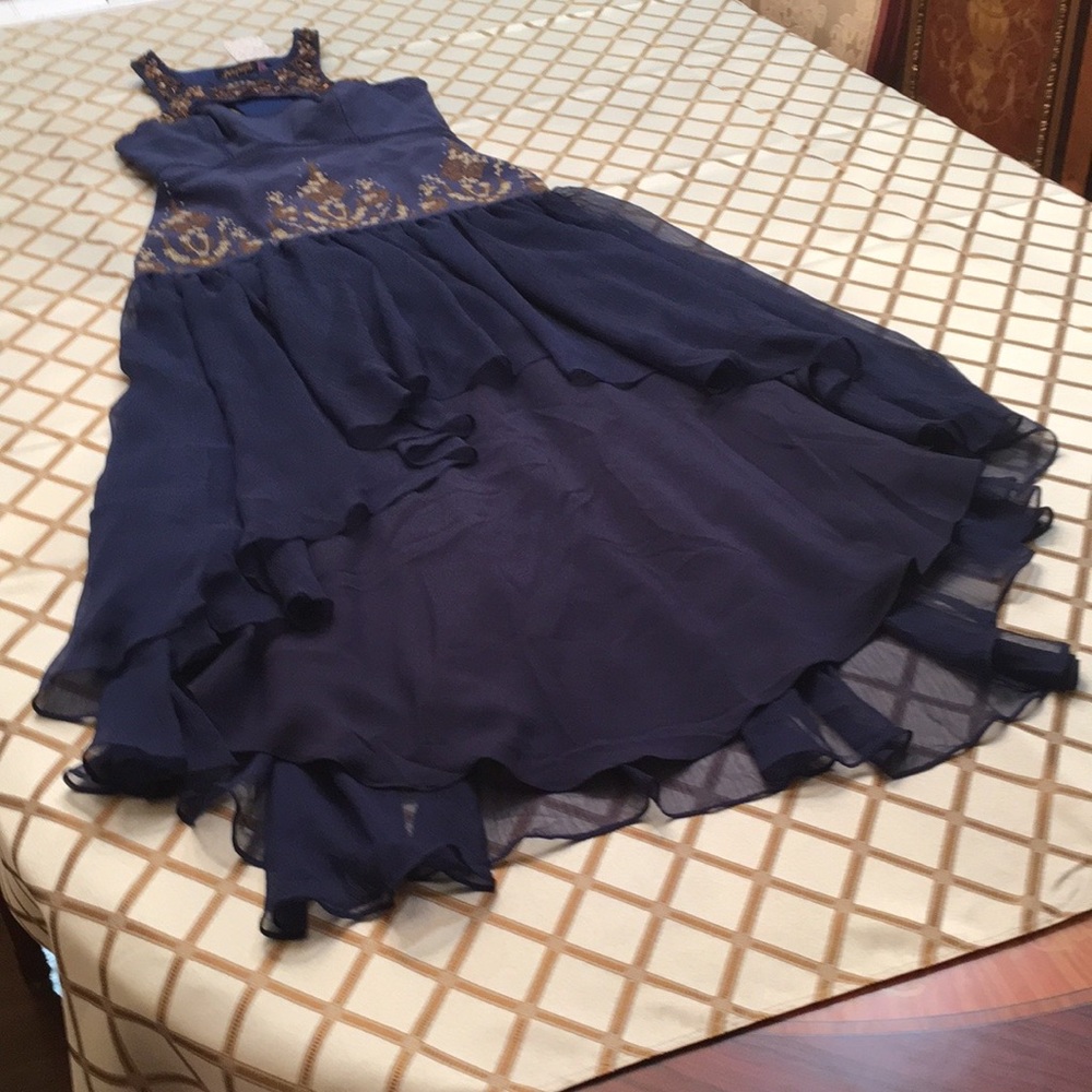 Beautiful Free People Dream Garden Embroidered  Blue Dress Sz.2 - Picture 3 of 15